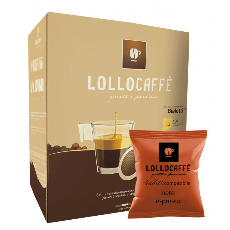100 capsule Lollo Caffè compatibili macchine Bialetti