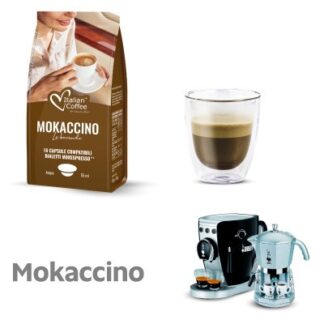16 Capsule Mokaccino Italian Coffee compatibili Bialetti Mokespresso in off